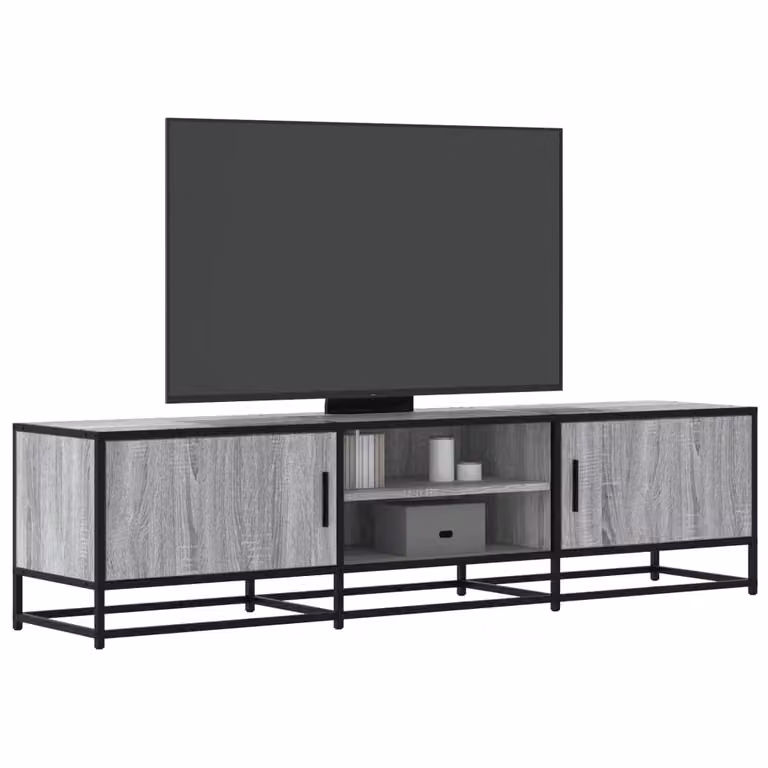 Mobile TV vidaXL in stile industriale in legno e metallo, Grigio, L 160 cm x P 35 cm x H 41 cm