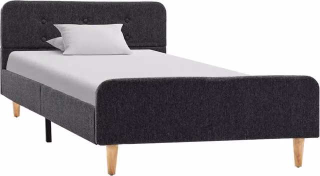 Letto singolo per adulti DESIGN IN in tessuto grigio con struttura in legno e doghe fisse L/P/H: 90 x 200 cm