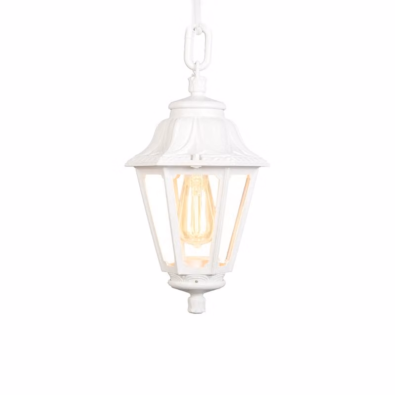 QAZQA - Lampada a sospensione da esterno in stile classico-antico-rustico | Lampada a sospensione | Lampada a sospensione bianca IP44 - Anna | Illuminazione da esterno | Plastica rotonda | Compatibile con LED E27