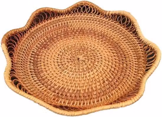 Tavolino da colazione in rattan intrecciato - set decorativo in rattan per la colazione, il caffè e le candele