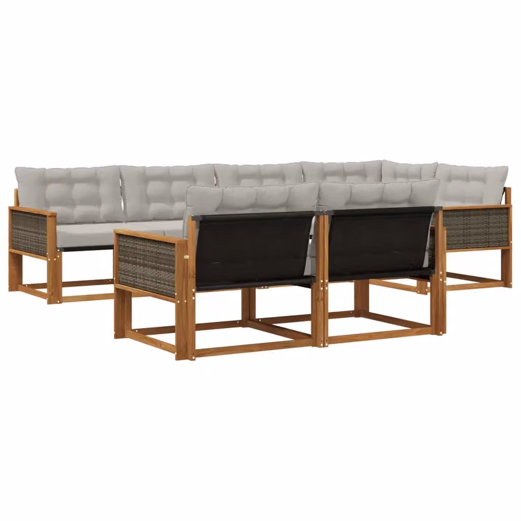 Set di divani da esterno 7 pz vidaXL in legno di acacia con cuscini beige e grigio – 2
