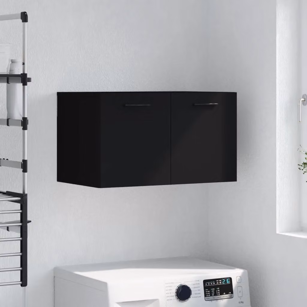 Mobile a parete moderno vidaXL in legno nero con ante a cerniera L: 60 cm, P: 36,5 cm, H: 35 cm