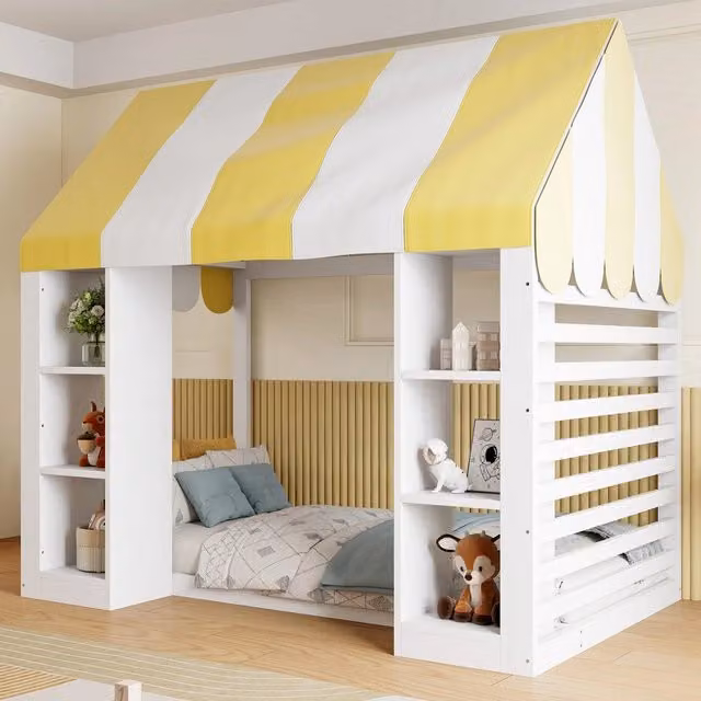 Letto per bambini a baldacchino ¨C Minimal ¨C bianco, legno, 90x200 cm