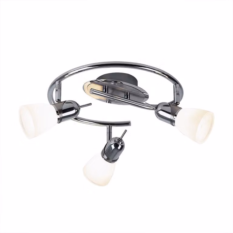 Plafoniera LED, vetro, cromo, acciaio, spot mobili, P 38 cm
