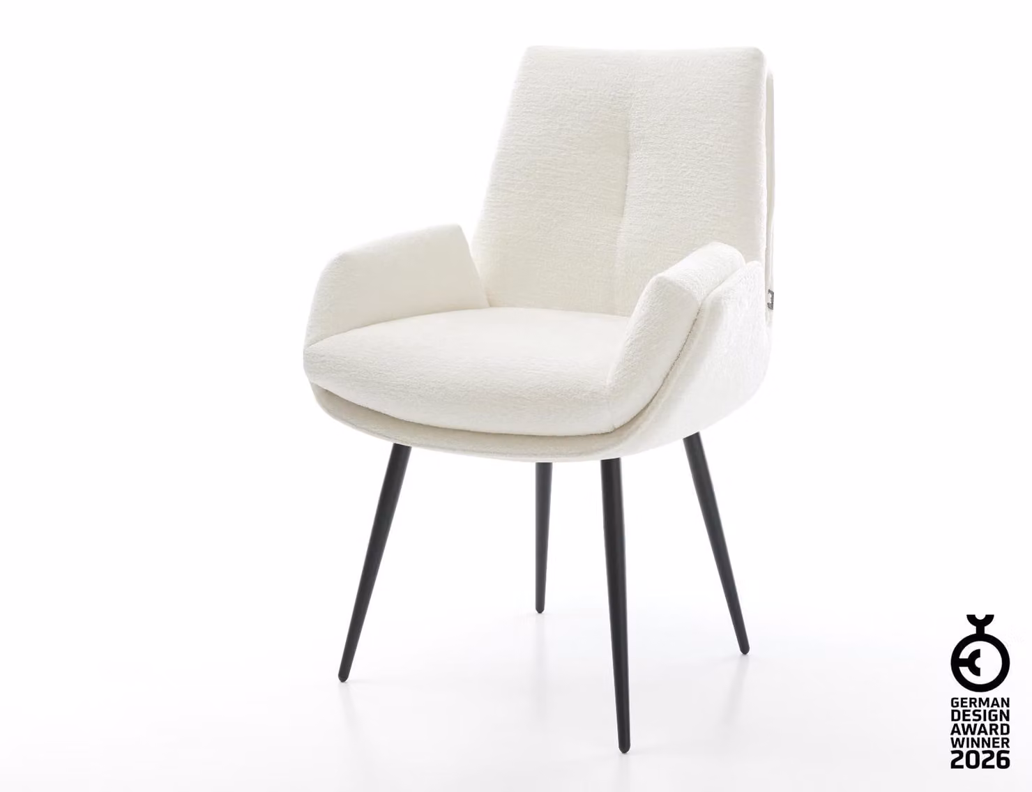 DELIFE Sedia da pranzo Clea-Flex Bouclé Soft Beige 4 piedi conici Nero