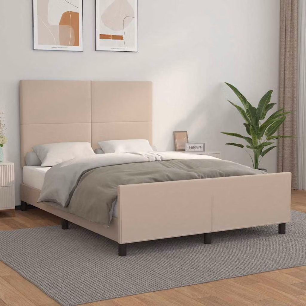 vidaXL Giroletto con Testiera in Similpelle Beige e Marrone L/P/H: 140 x 200 x 128 cm