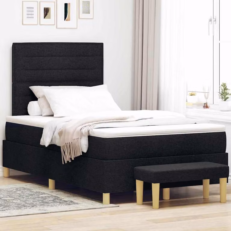 Maison Exclusive - Letto boxspring con testiera, nero, 190 x 120 cm, tessuto