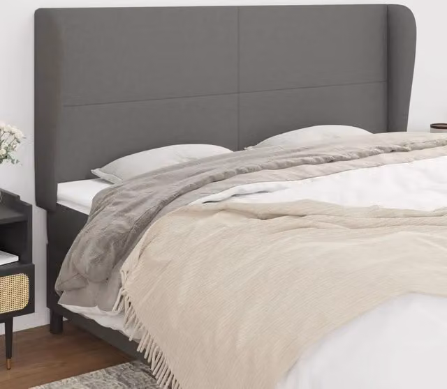 Testiera ad orecchio Design Mania in tessuto grigio scuro L: 163 cm, P: 23 cm, H: 118/128 cm