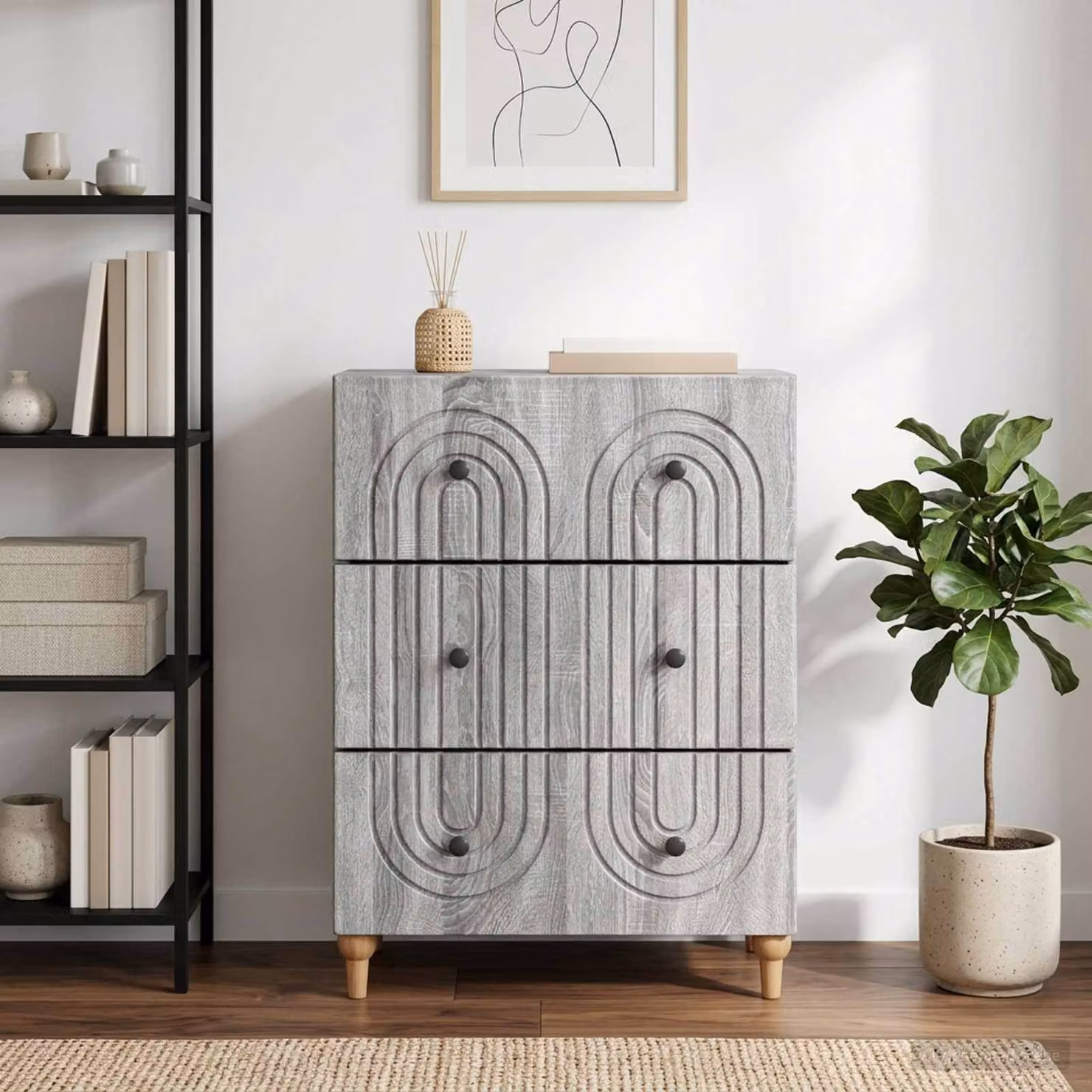 Carrello mobile con cassetti vidaXL Grigio Sonoma L: 66 cm, P: 34,5 cm, H: 90 cm