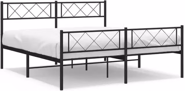 Letto matrimoniale con testiera e pediera in metallo nero L/P/H: 140 x 190 x 90 cm – 1