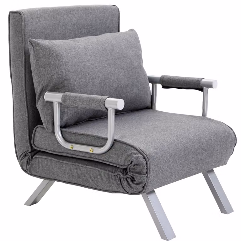 HOMCOM Divano letto 3 in 1 con braccioli, poltrona letto, letto pieghevole e chaise longue