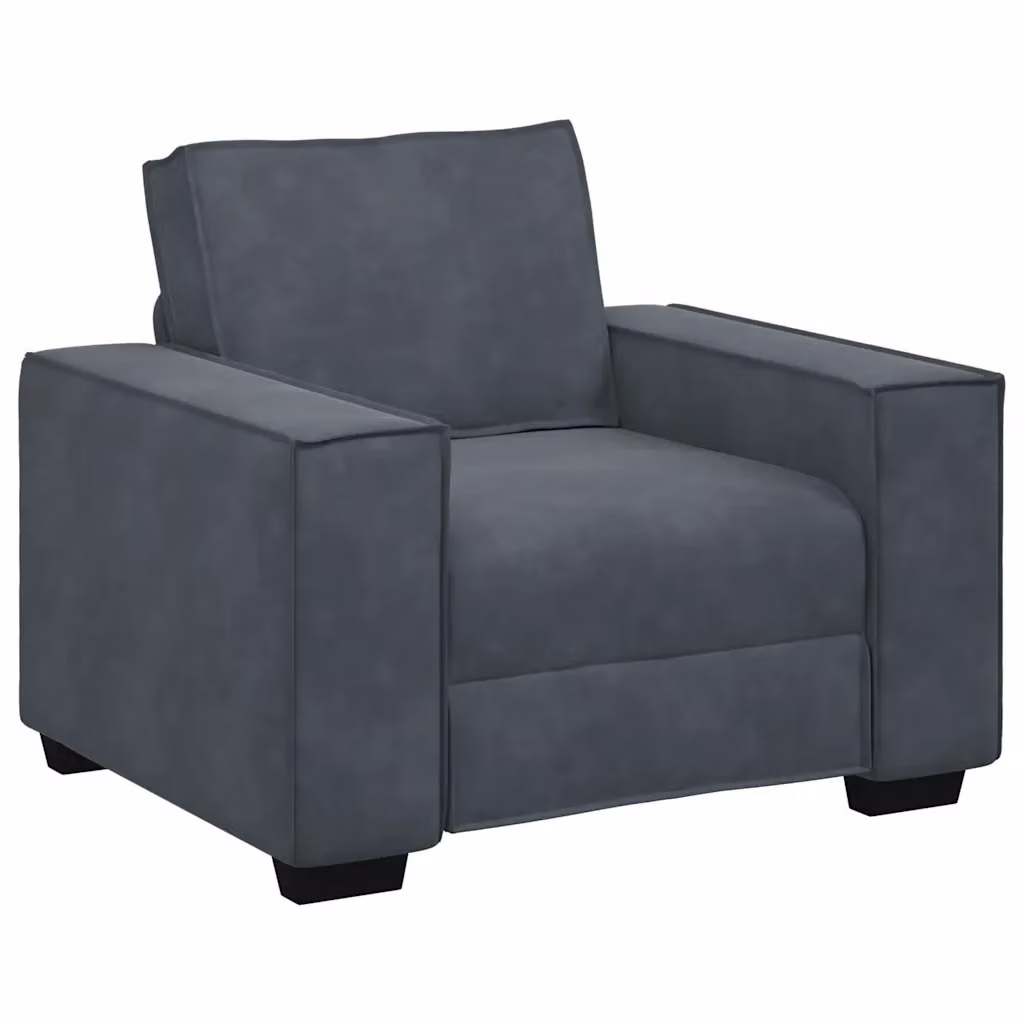 Poltrona Lounge vidaXL in Velluto Grigio con Braccioli, L: 100 cm, P: 78 cm, H: 84 cm – 2