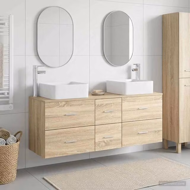Set di Armadi da Bagno 3 pz Rovere Sonoma 49,5 x 41 x 63 cm 3405829