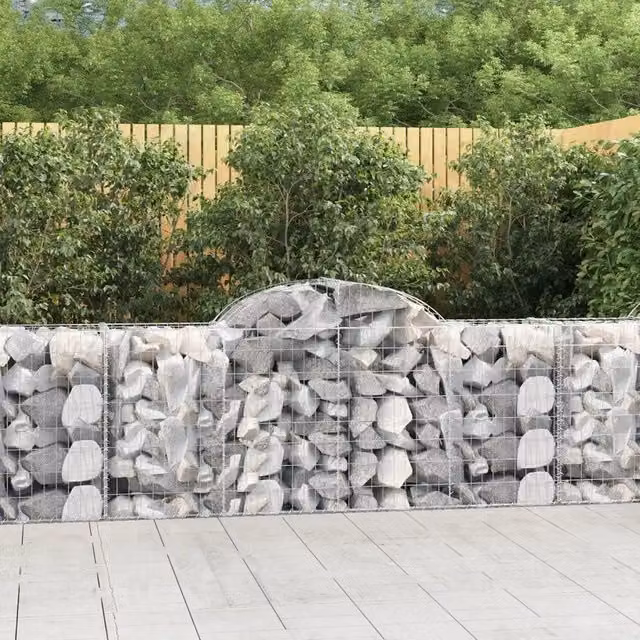 Set di 12 Cesti Gabbioni ad Arco vidaXL in Acciaio Zincato Argento L: 200 cm, P: 50 cm, H: 80/100 cm