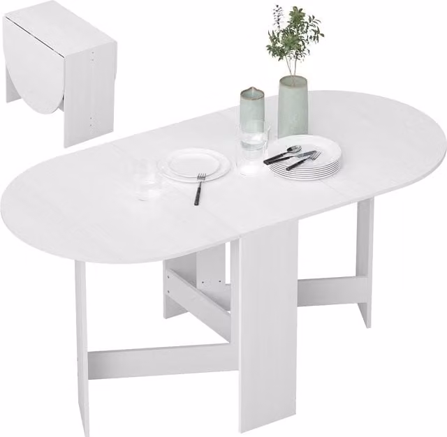 Tavolo da pranzo ovale pieghevole XYLO bianco per 6 persone