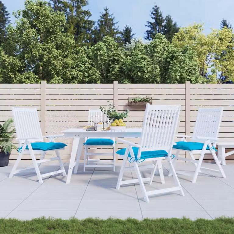 Set di 4 cuscini quadrati per sedia vidaXL in tessuto poliestere idrorepellente, colore turchese, L 40 cm x P 40 cm x H 7 cm