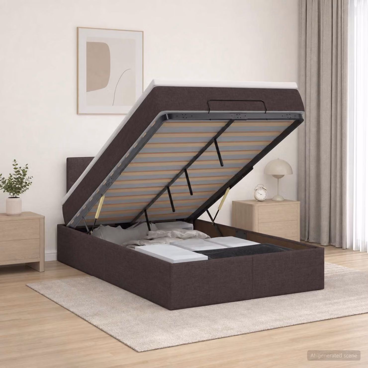 vidaXL Letto ottomano con materasso Marrone Scuro 120 x 200 cm Tessuto