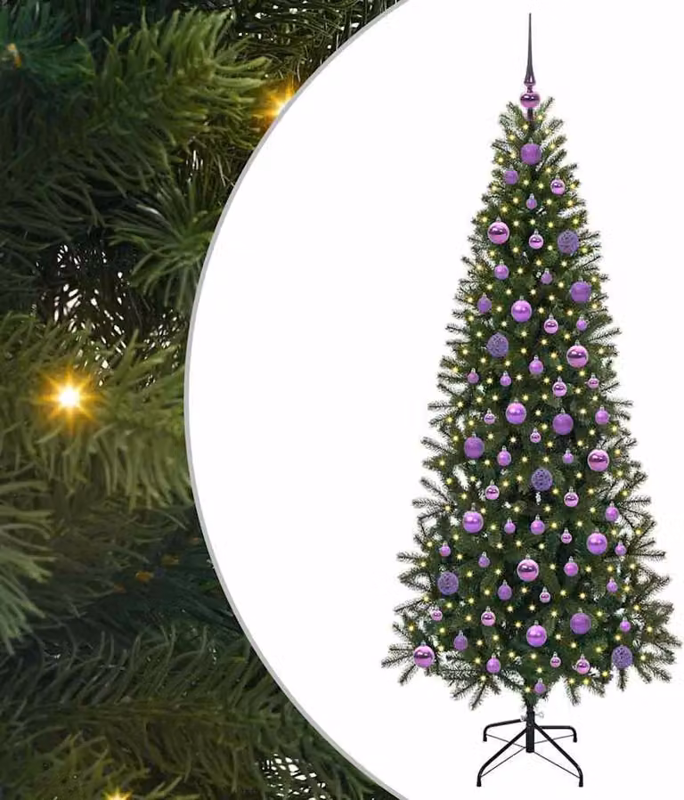 Albero di Natale artificiale con 300 LED Verde 180 cm PE e PVC