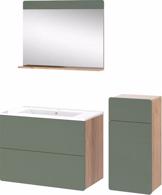 Set di mobili da bagno Izan Rovere dorato/Verde 4 pezzi Vicco