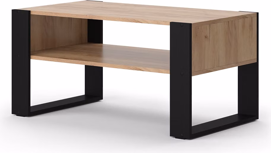 Tavolino da salotto Vicco Olli Rovere dorato 92 x 52.4 cm con ripiano, Model 49989