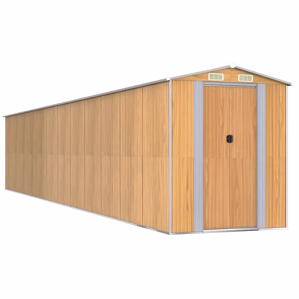 Capanno da giardino Videx in acciaio zincato marrone con porta scorrevole e ventilazione laterale L/P/H: 1021 x 192 x 223 cm – 2
