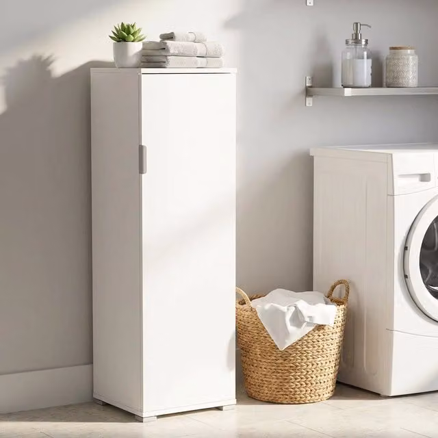 Armadietto da Bagno un anta 4 ripiani in Legno Composito cm 40x33x151 - ZAK