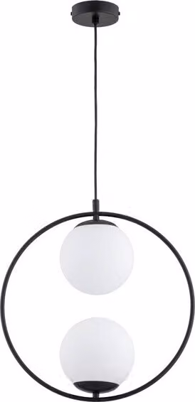 Lampada a sospensione moderna con anello nero e due sfere ADINO 2xE14 10W ALF62437 Alfa
