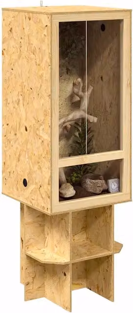 Terrario in legno e vetro marrone beige CFW1873638 L/P/H: 50 x 50 x 150 cm – 1