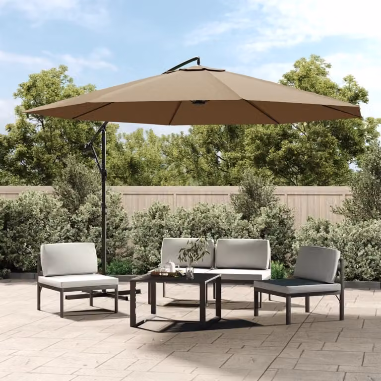 The Living Store Ombrello semaforo con palo in alluminio 350 cm Taupe