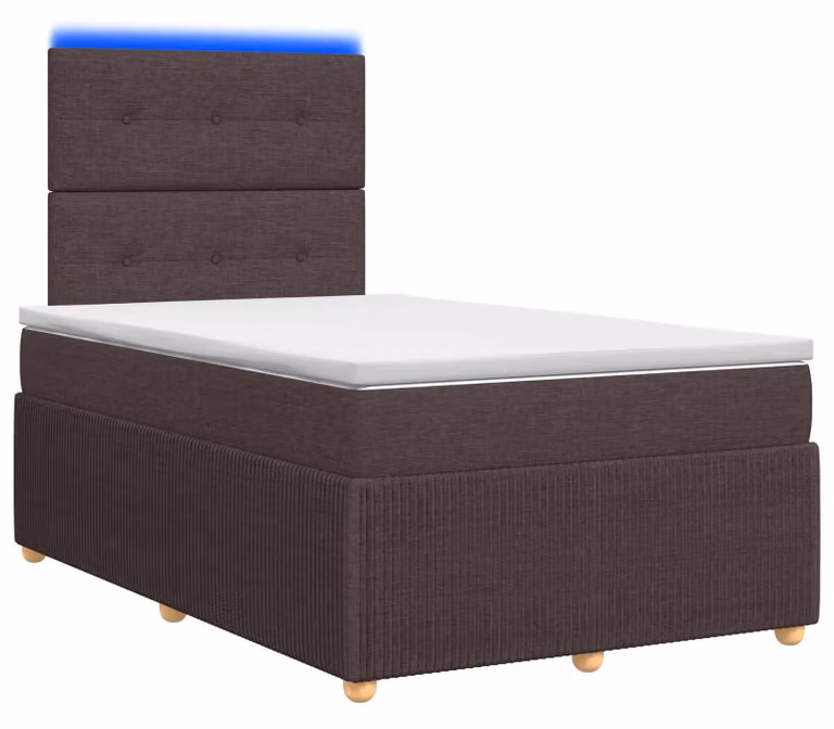 Letto boxspring LED con materasso marrone scuro 120 x 200 cm tessuto