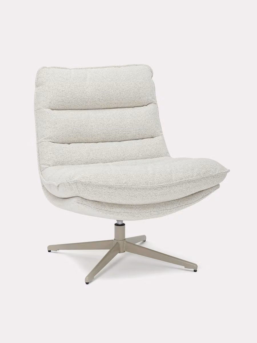 Poltrona girevole Ayden Kenay Home beige con struttura in metallo e seduta imbottita in tessuto – 2