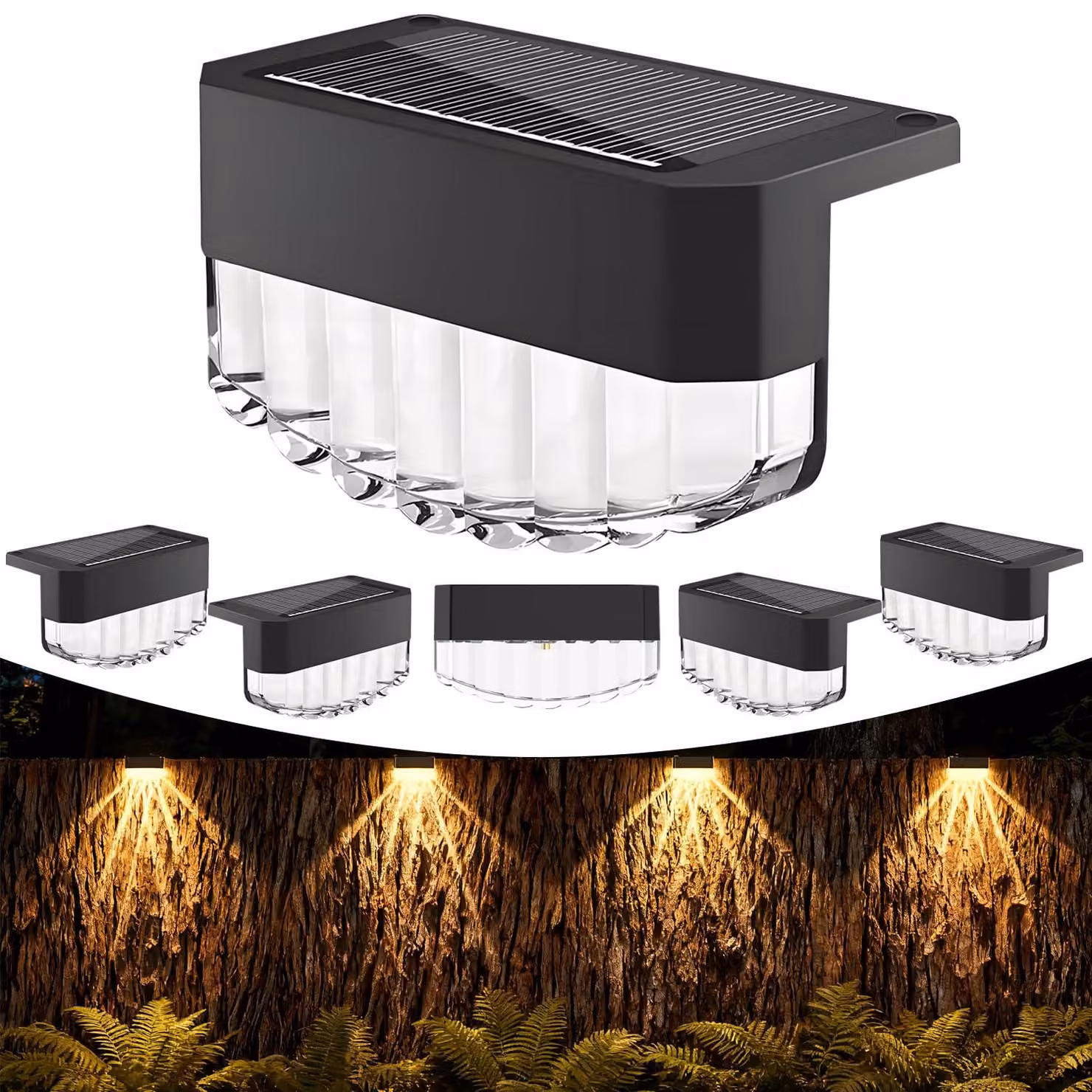 Set di 6 luci solari da esterno, grado di protezione IP65, luce bianco caldo, colore nero