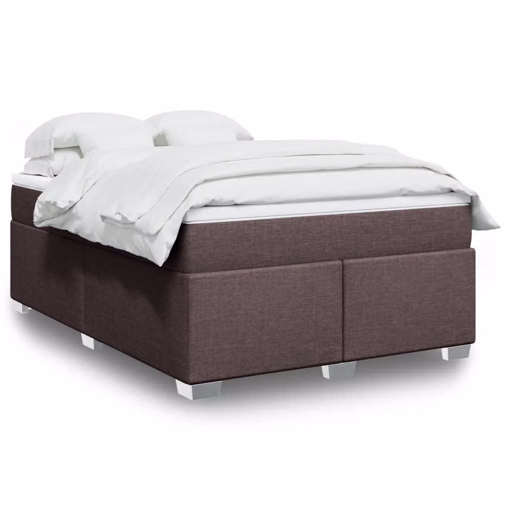 Maison Exclusive - Letto boxspring con materasso, marrone scuro, 140x190 cm, rivestimento in tessuto