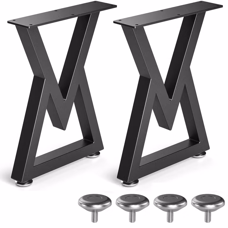 Set di 2 gambe metalliche nere a forma di V per mobili