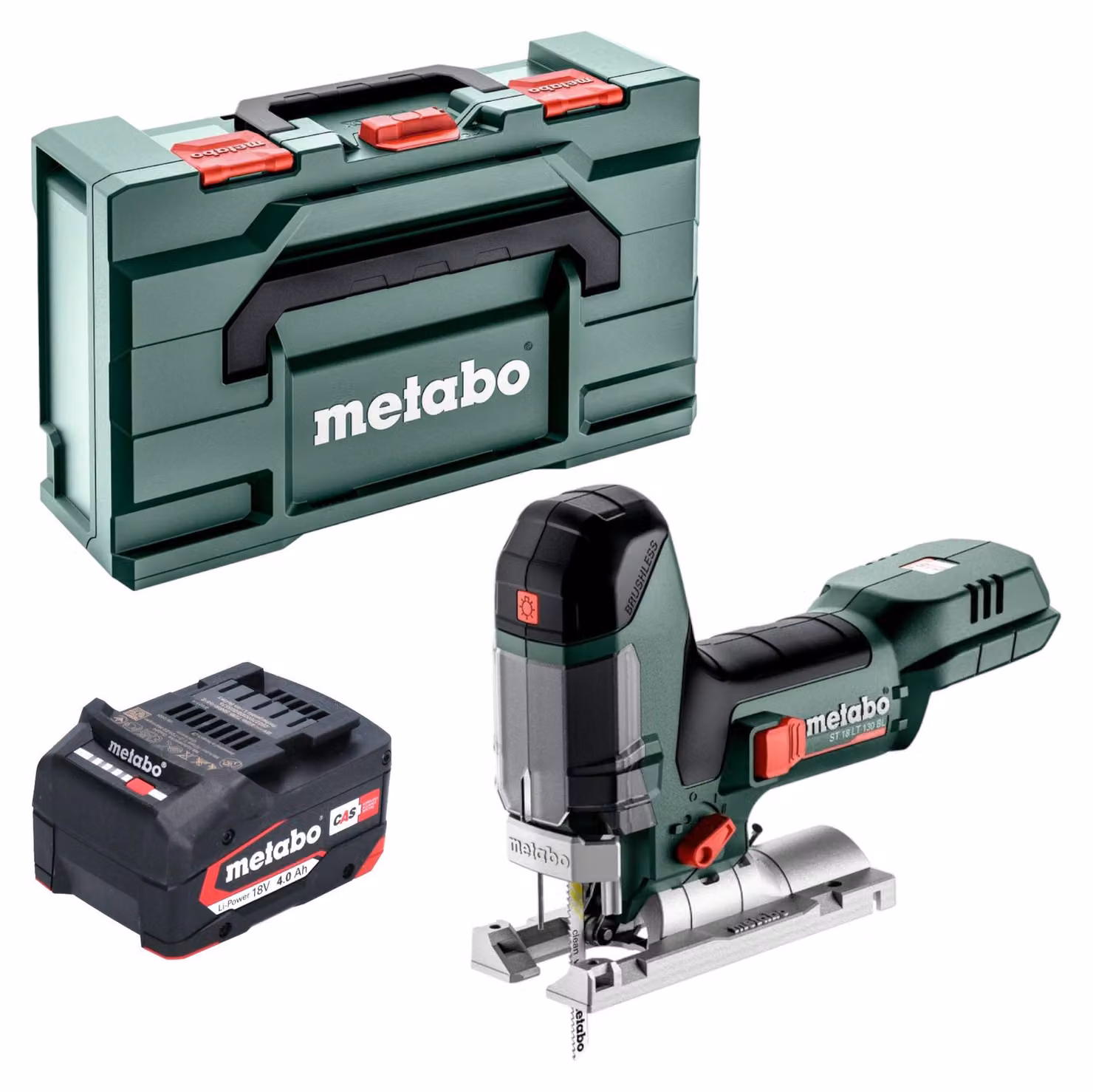 Metabo ST 18 LT 130 BL seghetto alternativo a batteria 18 V 130 mm brushless + 1x batteria 4,0 Ah + metabox - senza caricabatterie
