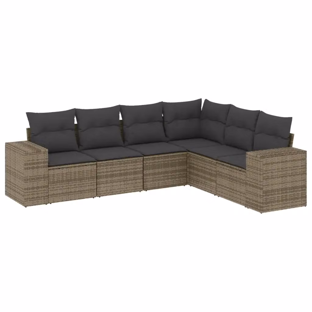 vidaXL Set Divano da Giardino a L 6 pz in Polyrattan e Metallo con Cuscini Grigio – 2
