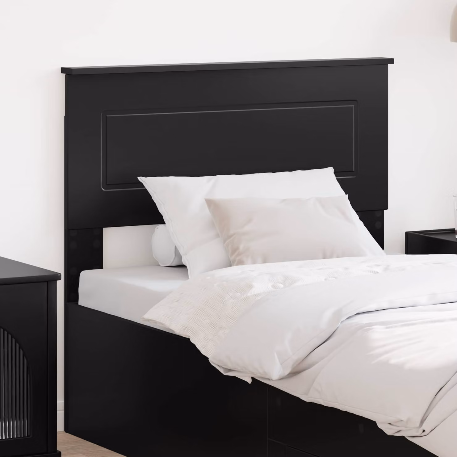 Testiera per letto moderna vidaXL in legno ingegnerizzato rovere nero