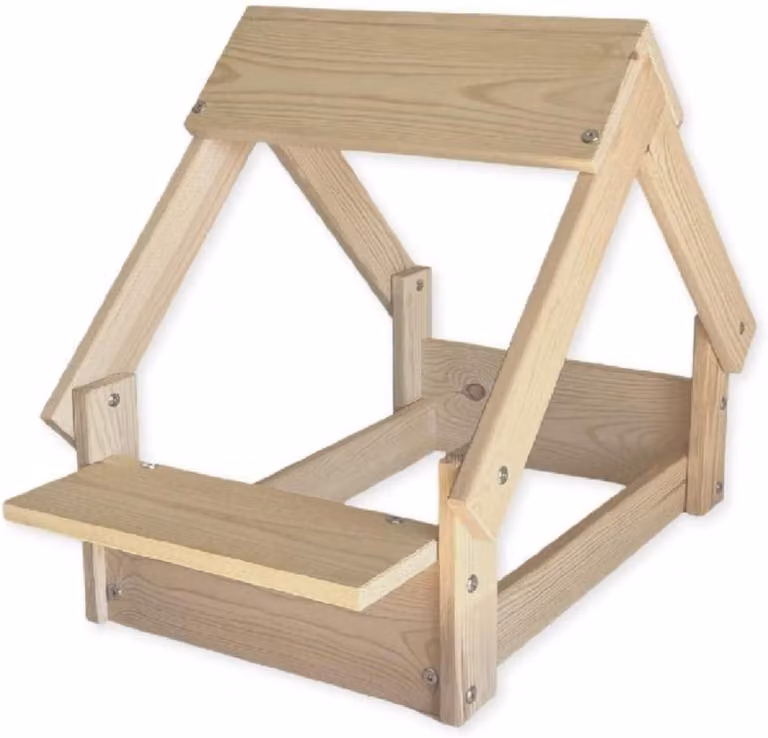 Nicchia per animali, colore naturale, Letto in legno naturale 2 supporti per ciotole 76x44x55cm