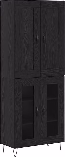 Credenza | Madia | Buffet da pranzo | Armadio da pranzo Rovere Nero 69,5 x 34 x 180 cm Legno multistrato