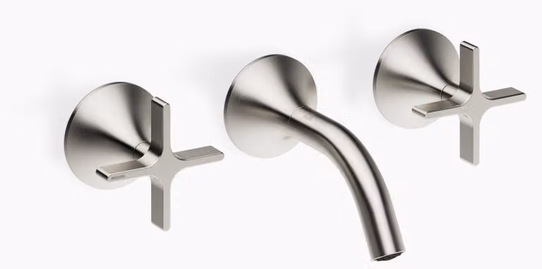 Dornbracht VAIA Mélangeur mural pour lavabo sans vidage, poignée croisillon, saillie 125mm, 36702809-06, 36702809-06