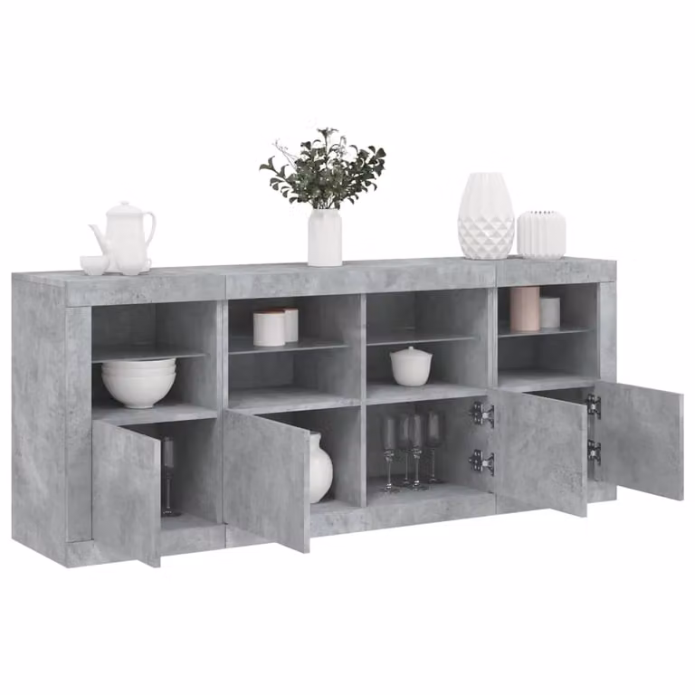 Credenza moderna vidaXL con luci LED integrate in grigio cemento L: 163 cm, P: 37 cm, H: 67 cm