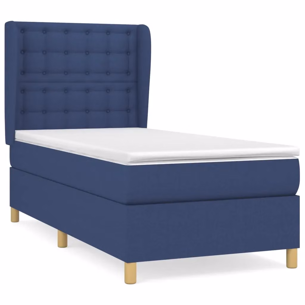 Letto Ibrido vidaXL con Giroletto a Molle e Materasso Blu e Bianco L/P/H: 80 x 200 x 40 cm – 2