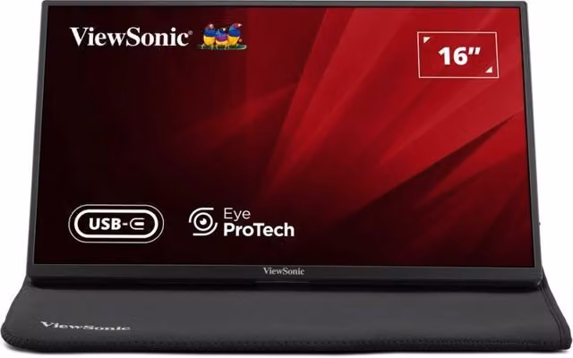 Monitor portatile Viewsonic VA1650 da 16 pollici Full HD IPS nero con connettività USB-C e HDMI