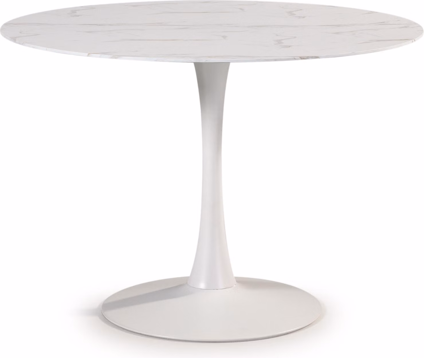 Calicosy - Tavolo rotondo con piano in vetro effetto marmo L110 cm - ADA