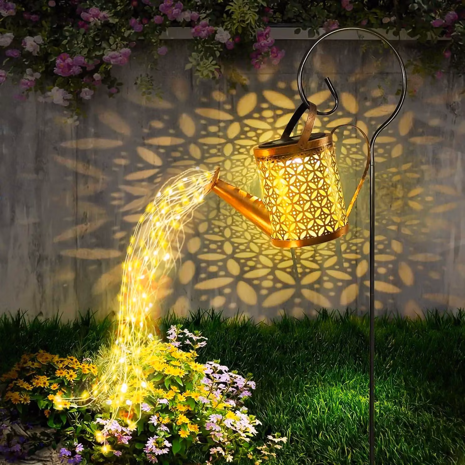 Set di 2 lampade a energia solare per annaffiatoi, stile vintage, luce bianco caldo, grado di protezione IP65