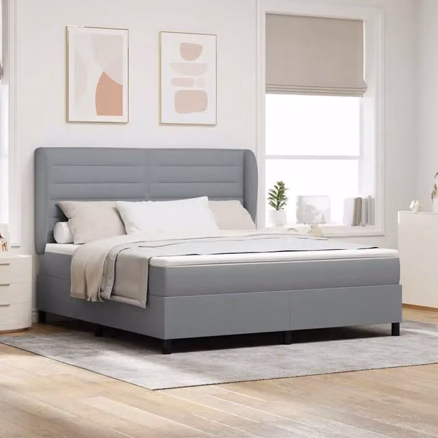 Letto a molle con materasso Grigio chiaro 180 x 200 cm Tessuto 3340515