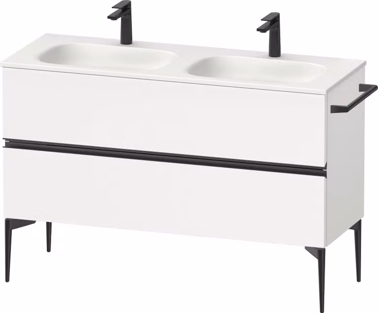 Duravit Sivida Meuble sous-lavabo, 2 tiroirs, poignée noire diamantée mate, 1280x477x592mm, pour Sivida, SV46540BD180000, SV46540BD180000