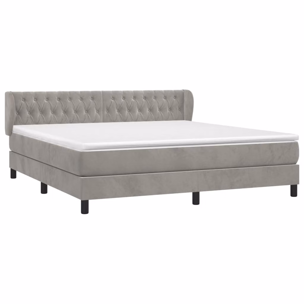 Giroletto a Molle con Materasso Grigio Chiaro 160x200cm Velluto