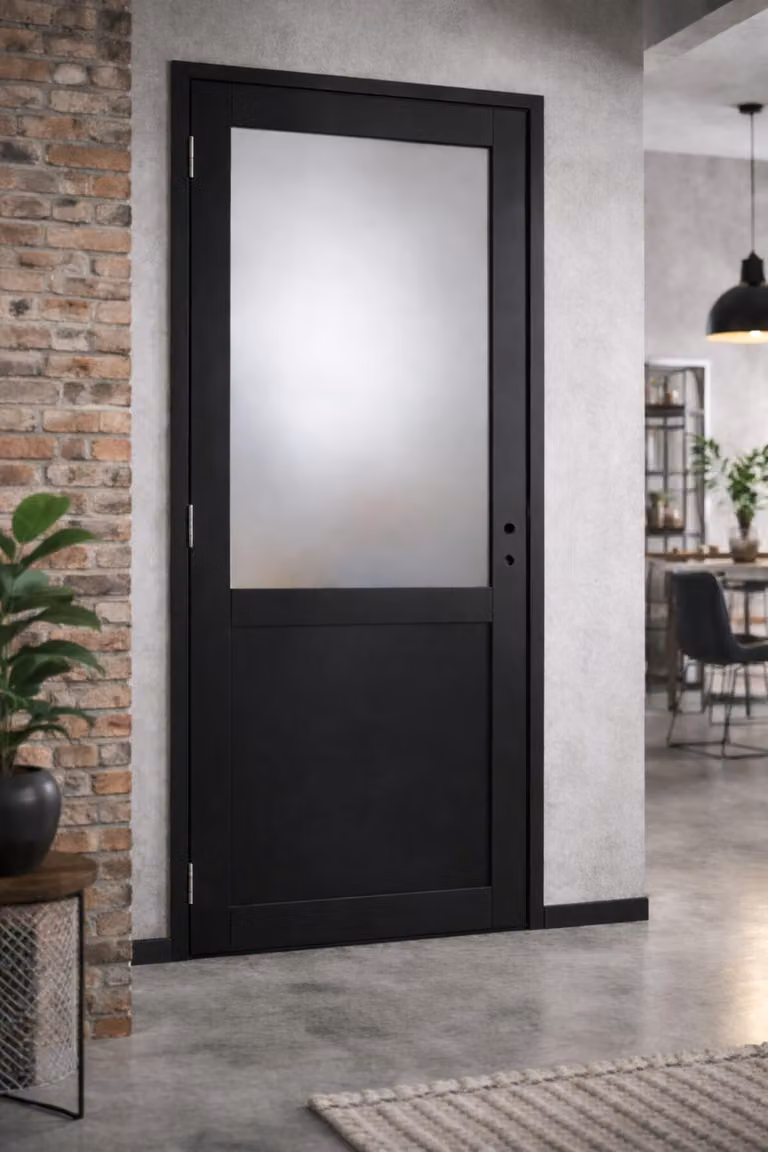 Bloc Porta Athena Nero H204 x L83 cm, lato tavola P. destro, Gd Menuserie