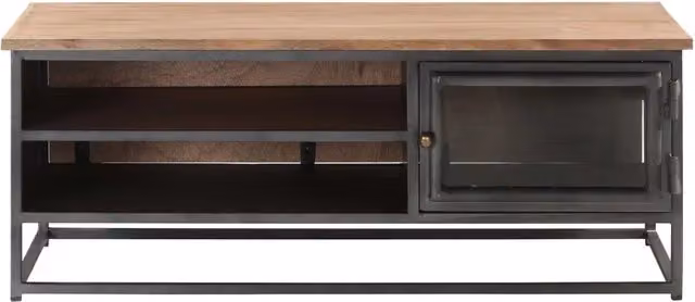 Tavolino da salotto rettangolare vidaXL in legno di acacia marrone e grigio L: 90 cm, P: 50 cm, H: 35 cm – 1